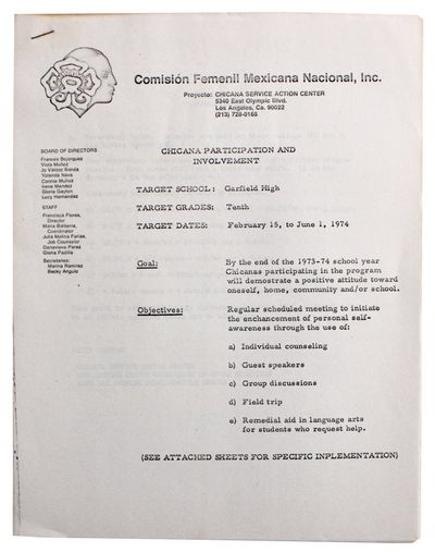 Chicana Participation and Involvement [Caption title]