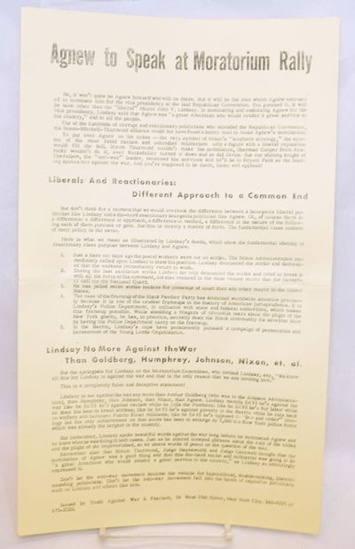 Agnew to Speak at Moratorium Rally [handbill]