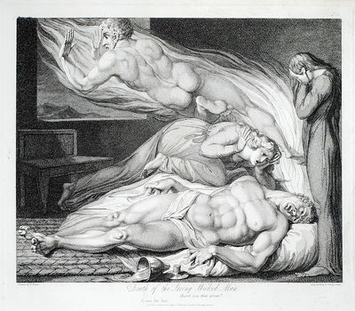 The Death of the Strong Wicked Man.  A single plate from Robert Blair's The Grave