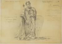 Fine original drawing in pencil of a costume design for the character of Tancredi in Rossini's eponymous opera. Executed for a production in Aix-en-Provence in 1981