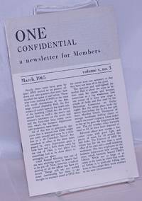 image of One Confidential: a newsletter for members and index of One Magazine volume 11; vol. 10, #3, March, 1965