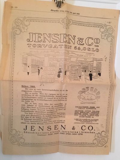 Reklame for Jensen & Co., Oslo.
