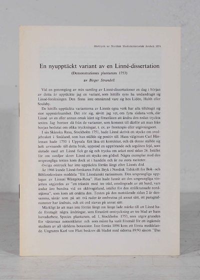 En nyupptäckt variant av en Linné-dissertation…