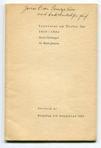 Litteratur om Örebro län 1919-1934. Anteckningar.…