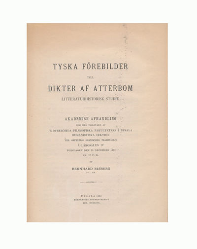 Tyska förebilder till dikter af Atterbom.…