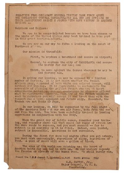 [Message To Troops Aboard the U.S.S. Dickman]