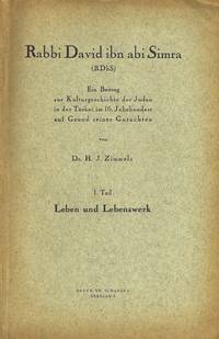 RABBI DAVID IBN ABI SIMRA (RDBS) : EIN BEITRAG ZUR KULTURGESCHICHTE DER JUDEN IN DER TURKEI IM...