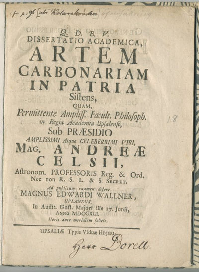 Dissertatio academica, artem carbonariam in…