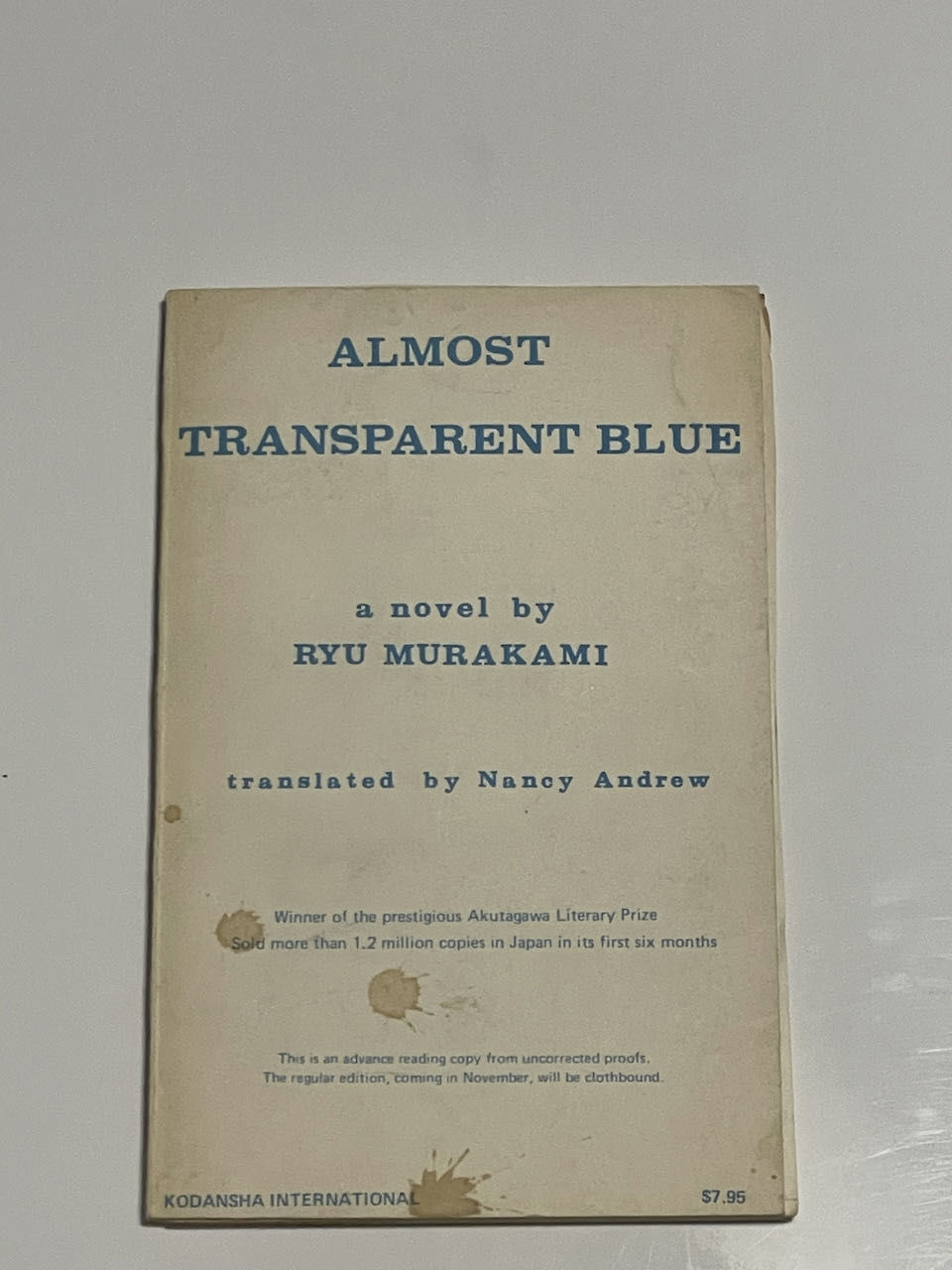 Almost Transparent Blue by Murakami, Ryu | Softcover | 1977