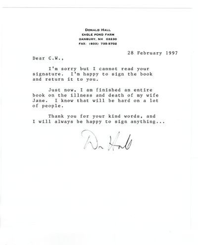 TLS on Hall's 6'x7' personalized stationery. Dated 
