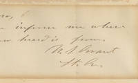 Maj. Gen. Ulysses S. Grant Writes Gen. Edward Ferrero, Commander of the Famed IX Corps ""Black Division"" During the Siege of Petersburg