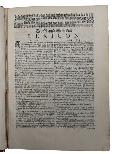 Teutsch-Englisches Lexicon, worinnen nicht allein die Worter, samt den Nenn- Bey- und Sprich-Wortern, sondern auch so wol die eigentliche als verblumte Redens-arten verzeichnet sind ... (photo 3)