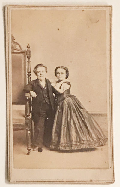 Gen. Charles Stratton with wife Lavinia Warren Stratton (2 photographs), another of Commodore Nutt & Miss Minnie Warren, also "The Fairy Wedding Group" featuring all four in wedding outfits, and finally an 1865 CDV captioned "Gen. Tom Thumb, Wife and Child";
