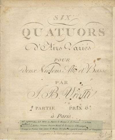 [W. IId, 4-6]. Six Quatuors d'Airs Variés ... [2] Partie [Parts]