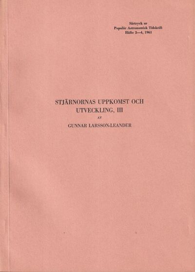 Stjärnornas uppkomst och utveckling, III [=…