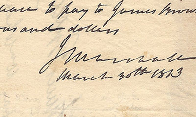 John Marshall Collects His Pay As Chief Justice of the U.S. Supreme Court