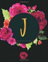 J - Bullet Grid Notebook (Diary, Journal): Black And Pink Floral Monogram Gifts For Women (8.5 x...