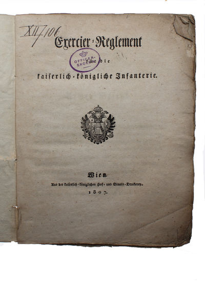Exercier-Reglement für die kaiserlich-königliche Infanterie. + Vier und siebenzig Pläne zum k.k. Infanterie= Excercier = Reglement. 2 Bde. (Text + Tafelband). (photo 3)