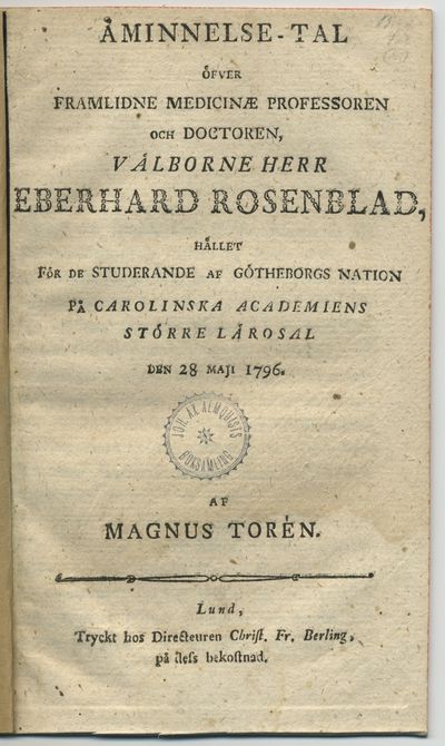 Öfver framlidne medicinæ professoren och…