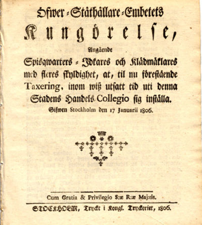 Öfwer-Ståthållare-Embetets kungörelse, angående…