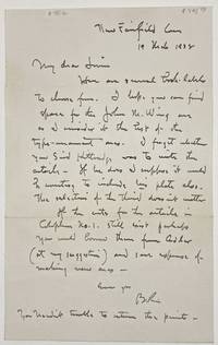 [Rogers, Bruce] Autograph Letter Signed to Irvin Haas Regarding a Proposed Article on Bookplates