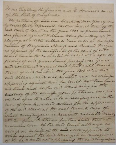 AUTOGRAPH DOCUMENT SIGNED, 7 MAY 1815, AS CHIEF JUSTICE OF THE MARYLAND COURT OF APPEALS