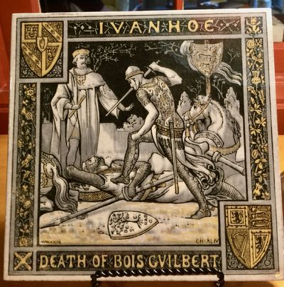 IVANHOE (Original circa 1878 decorative tile depicting a scene from Ivanhoe)