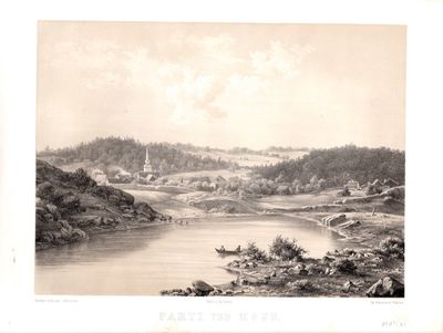 Litografi av “Parti ved Moss”, tegnet av Mathilde…