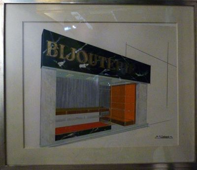 Architectural Drawing Framed: Art Deco Design