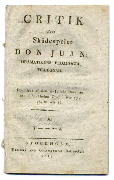 Critik öfver skådespelet Don Juan: dramatikens…