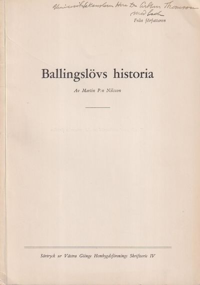 Ballingslövs historia. Av Martin P:n Nilsson.