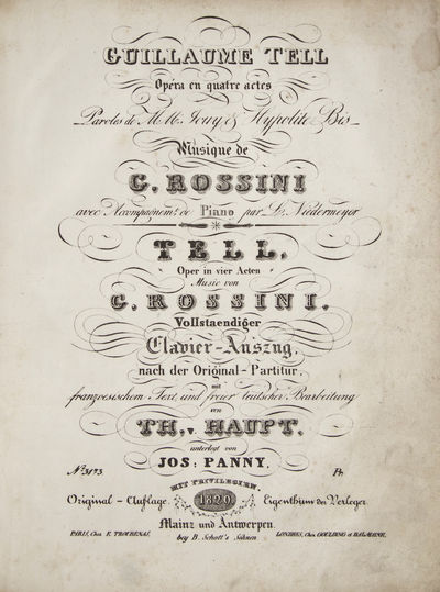 Mainz und Antwerpen: B. Schott's Söhnen. , 1829. Folio. Half contemporary dark green morocco with g...