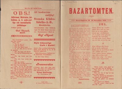 Bazartomten. Bazardagarne 20 - 30 November 1902