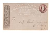 Wells Fargo-Stamped Envelope from James Harvey Logan, CA, ca 1875