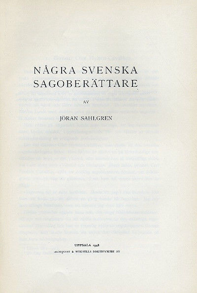 Några svenska sagoberättare. I: Inbjudningsskrift…