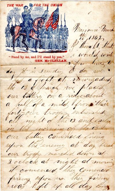 [Autograph Letter Signed, from Charles H. Bayles, 43rd Ohio Infantry, Detailing the Violence During the Battle of New Madrid]