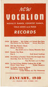 NEW VOCALION NOVELTY DANCE, COUNTRY DANCE, FOLK SONG AND RACE RECORDS [CATALOG] (Jan 1940) Pamphlet