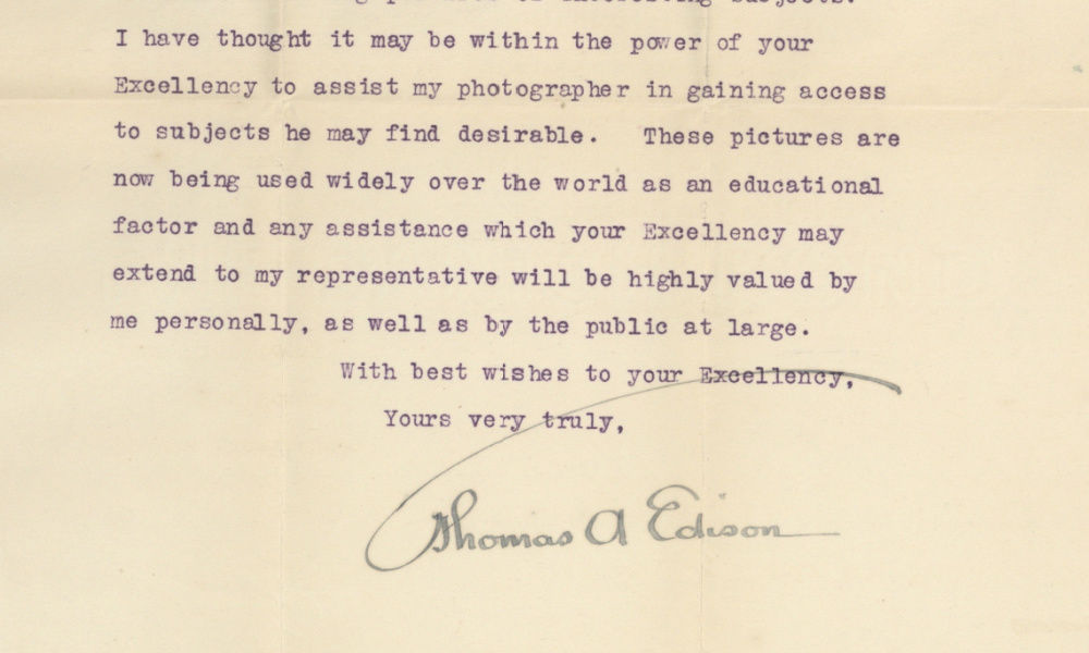 Thomas Edison Writes to the Maharaja, Seeking Help