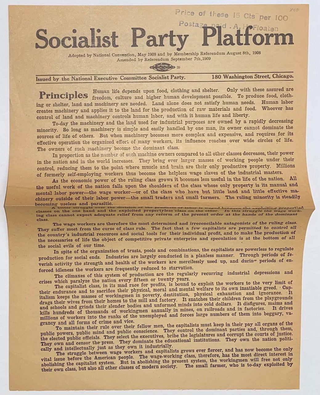 Socialist Party platform; adopted by national convention, May 1908, and ...