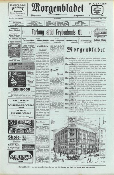 Morgenbladet 90 Aar. 1819-1909. (photo 2)