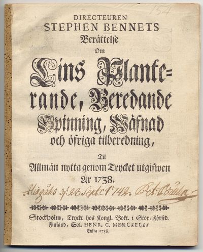 Berättelse om lins planterande, beredande,…