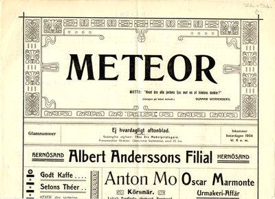 Meteor. Ej hvardagligt aftonblad. Glansnummer.