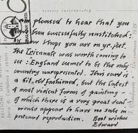 Autographed Postcard From Edward Bawden To Michael Rothenstein Dated 23 1X 1957