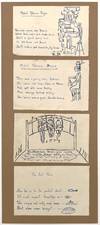 Four (4) Original Pen Drawings and Rhymes