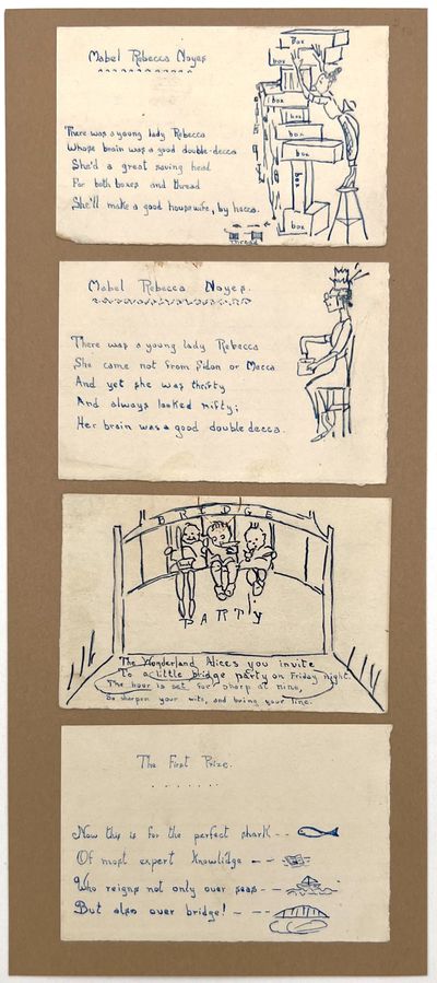 Four (4) Original Pen Drawings and Rhymes