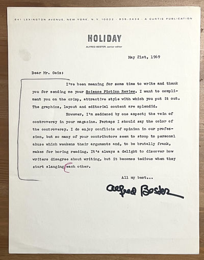 1969. Very Good. Signed. Typed letter on 