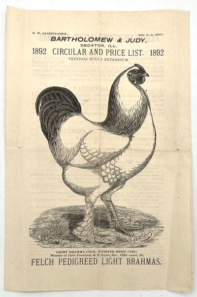 1892 Circular and Price List for Fowl -- "Felch Pedigreed Light Brahmas
