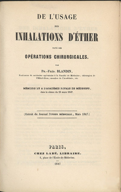 De l'usage des inhalations d'ether dans les operations chirurgicales