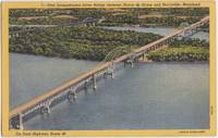 New Susquehanna River Bridge near Perryville, Maryland 1953 used linen Postcard