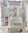 Linen and silk thread stitched sampler